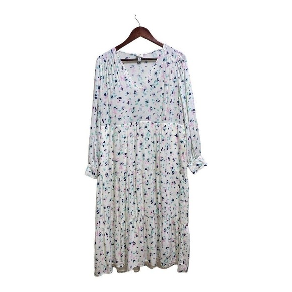 A NEW DAY CREAM LONG SLEEVE MIDI DRESS Size Medium with pockets - Picture 1 of 3